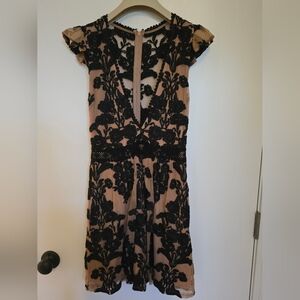 For Love And Lemons Black and Tan Floral Mini Dress